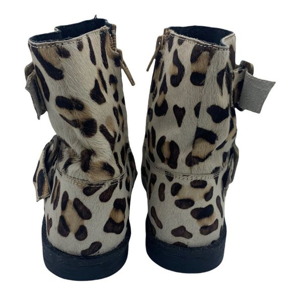Johnnie b Boden Size 37 (US Size 6)Leather Calf Hair Side Zip Booties, Leopard - Picture 6 of 9